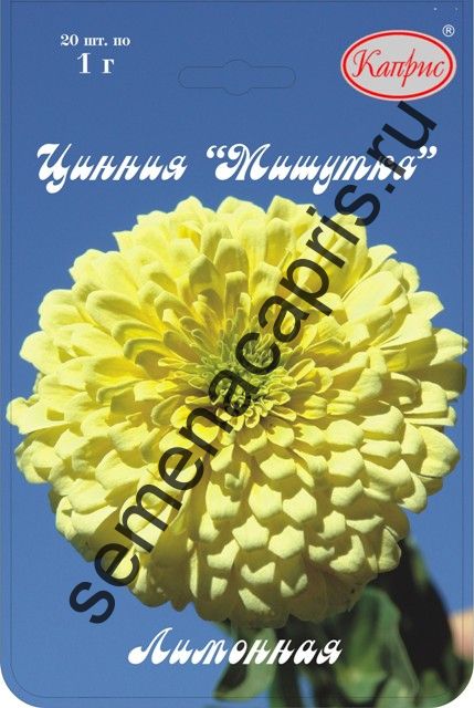 Цинния Мишутка лимонная 1г (уп. 20шт)