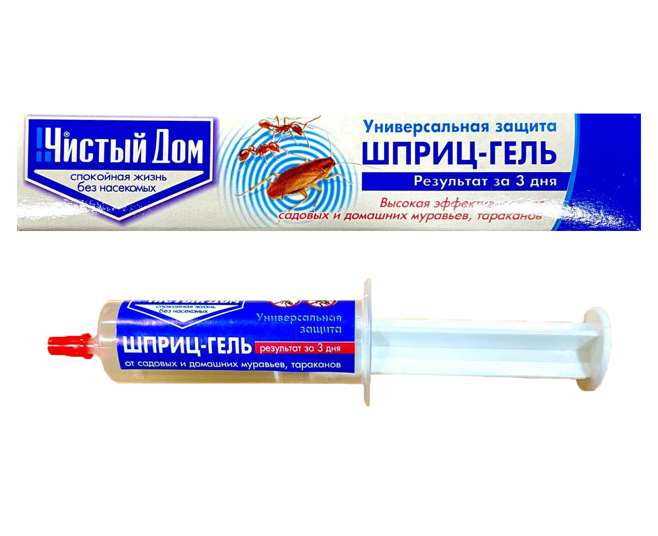 Чистый Дом — гель-шприц от тараканов и муравьев 20мл (кор.45шт)