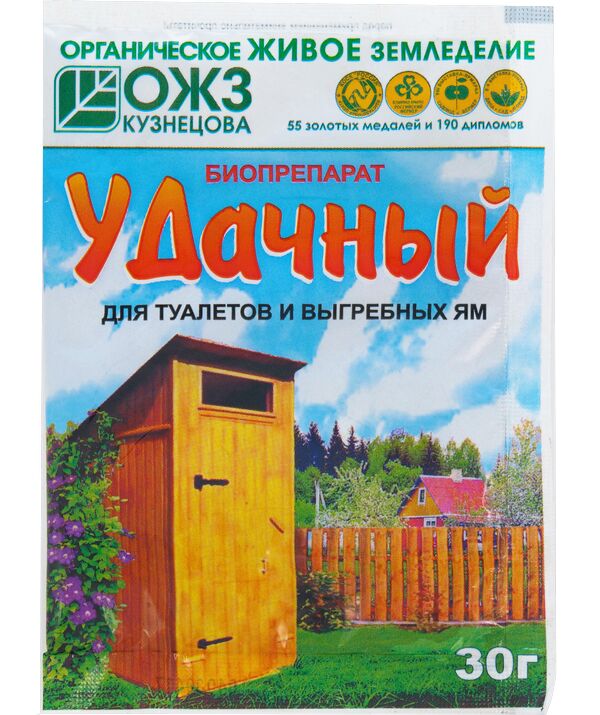 Удачный биопрепарат д/туалетов и выгребных ям 30гр (кор.40шт)