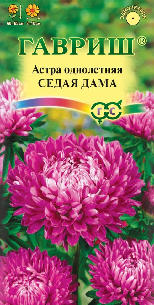 Астра Седая дама 0,3 г, пионовидная